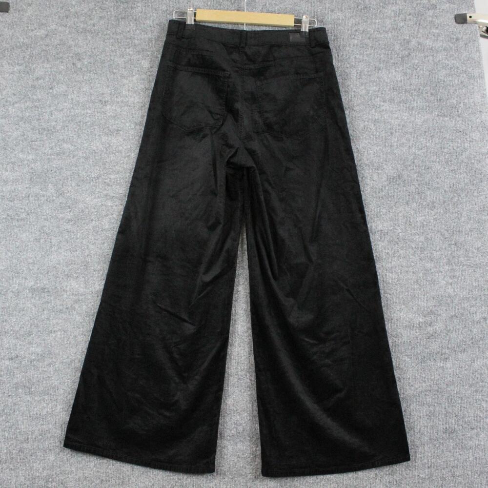 Paige Pants Womens 29 Harper Ankle Wide Leg Black Velvet Corduroy High Rise Chic - Picture 7 of 16